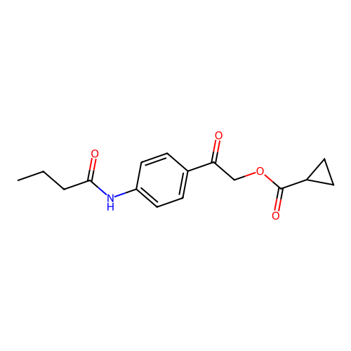 [2-[4-(Butanoylamino)phenyl]-2-oxoethyl] cyclopropanecarboxylate structure