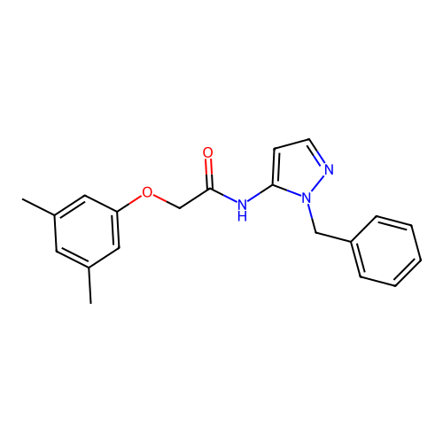N-(1-benzyl-1H-pyrazol-5-yl)-2-(3,5-dimethylphenoxy)acetamide structure