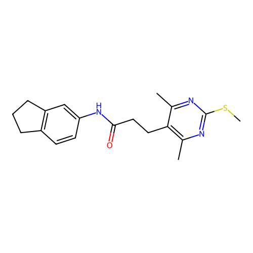 N-(2,3-DIHYDRO-1H-INDEN-5-YL)-3-[4,6-DIMETHYL-2-(METHYLSULFANYL)PYRIMIDIN-5-YL]PROPANAMIDE structure