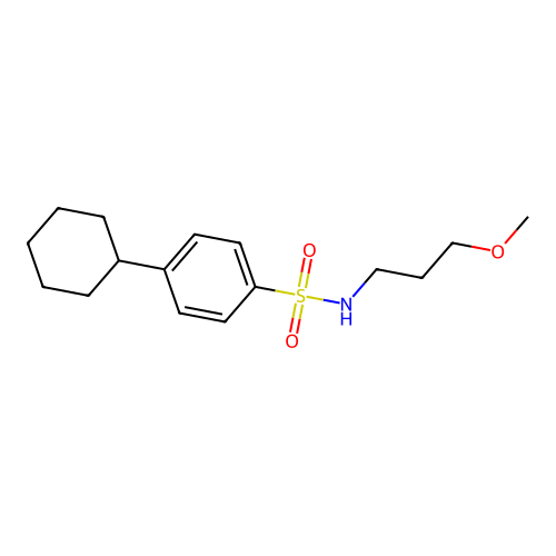 4-cyclohexyl-N-(3-methoxypropyl)benzenesulfonamide structure