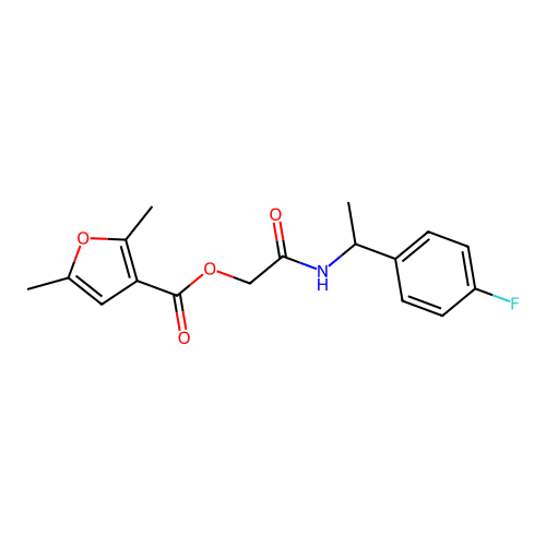 [2-[1-(4-Fluorophenyl)ethylamino]-2-oxoethyl] 2,5-dimethylfuran-3-carboxylate structure