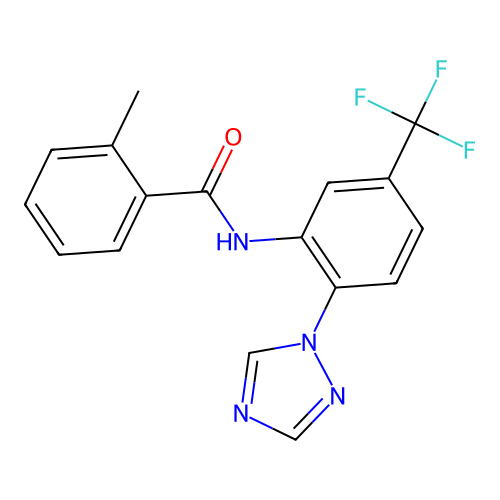 2-methyl-N-[2-(1,2,4-triazol-1-yl)-5-(trifluoromethyl)phenyl]benzamide structure