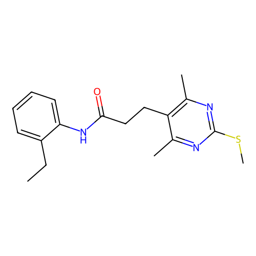 3-(4,6-dimethyl-2-methylsulfanylpyrimidin-5-yl)-N-(2-ethylphenyl)propanamide structure