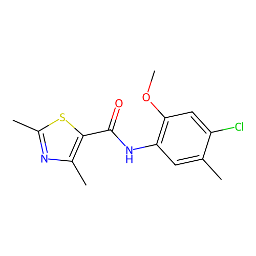 N-(4-chloro-2-methoxy-5-methylphenyl)-2,4-dimethyl-1,3-thiazole-5-carboxamide structure