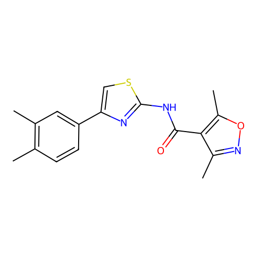 N-[4-(3,4-dimethylphenyl)-1,3-thiazol-2-yl]-3,5-dimethyl-1,2-oxazole-4-carboxamide structure