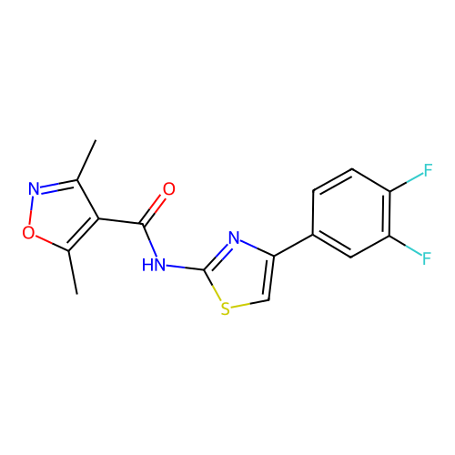 N-[4-(3,4-difluorophenyl)-1,3-thiazol-2-yl]-3,5-dimethyl-1,2-oxazole-4-carboxamide structure