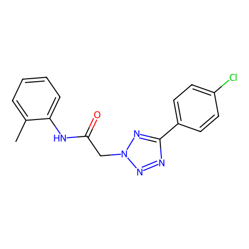 2-[5-(4-chlorophenyl)-2H-tetrazol-2-yl]-N-(2-methylphenyl)acetamide structure