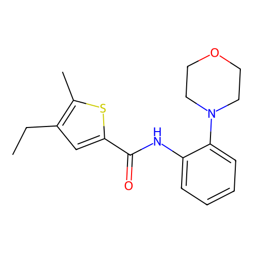 4-ethyl-5-methyl-N-[2-(morpholin-4-yl)phenyl]thiophene-2-carboxamide structure