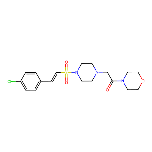 2-[4-[(E)-2-(4-chlorophenyl)ethenyl]sulfonylpiperazin-1-yl]-1-morpholin-4-yl-ethanone structure