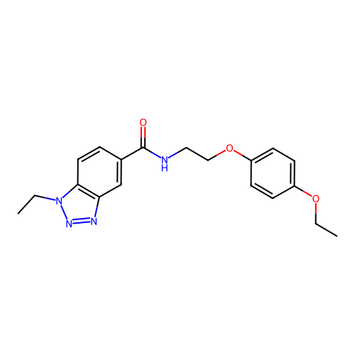 N-[2-(4-ethoxyphenoxy)ethyl]-1-ethylbenzotriazole-5-carboxamide structure