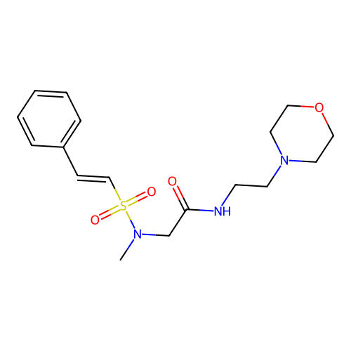 2-(N-methyl-2-phenylethenesulfonamido)-N-[2-(morpholin-4-yl)ethyl]acetamide structure