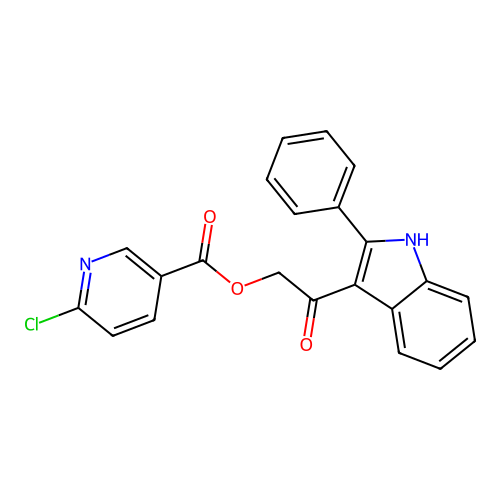 [2-oxo-2-(2-phenyl-1H-indol-3-yl)ethyl] 6-chloropyridine-3-carboxylate structure