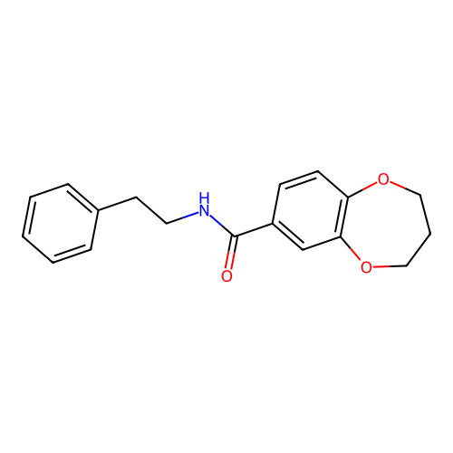 N-(2-phenylethyl)-3,4-dihydro-2H-1,5-benzodioxepine-7-carboxamide structure