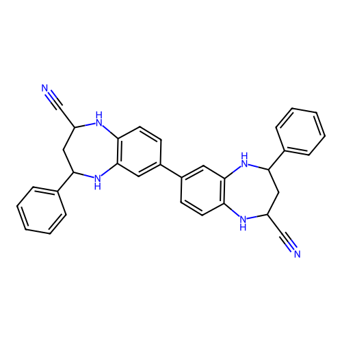 1H-1,5-Benzodiazepine-2-carbonitrile, 7,7'-bis(2,3,4,5-tetrahydro-4-phenyl- structure