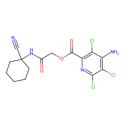 [2-[(1-cyanocyclohexyl)amino]-2-oxoethyl] 4-amino-3,5,6-trichloropyridine-2-carboxylate structure
