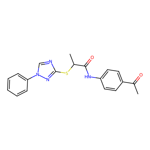 N-(4-acetylphenyl)-2-[(1-phenyl-1,2,4-triazol-3-yl)sulfanyl]propanamide structure