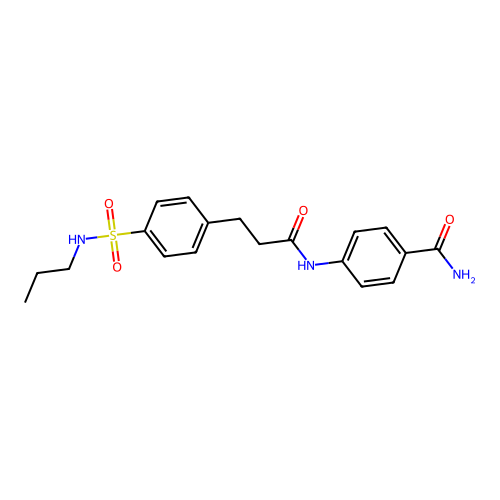 4-[3-[4-(Propylsulfamoyl)phenyl]propanoylamino]benzamide structure