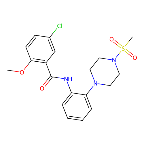 5-chloro-2-methoxy-N-[2-(4-methylsulfonylpiperazin-1-yl)phenyl]benzamide structure