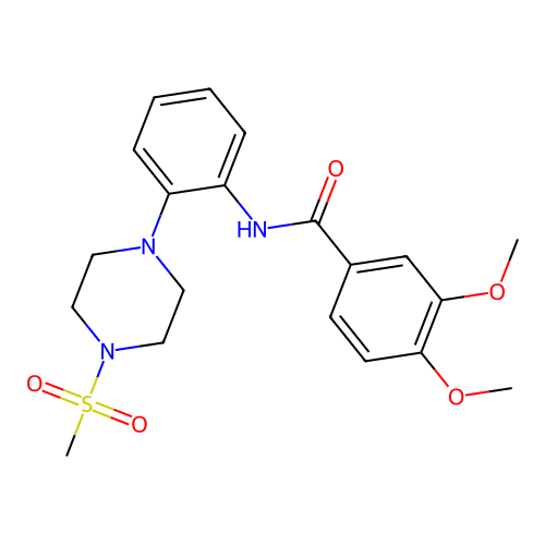 3,4-dimethoxy-N-{2-[4-(methylsulfonyl)-1-piperazinyl]phenyl}benzamide structure