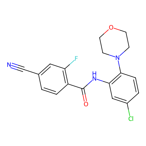 N-(5-chloro-2-morpholin-4-ylphenyl)-4-cyano-2-fluorobenzamide structure