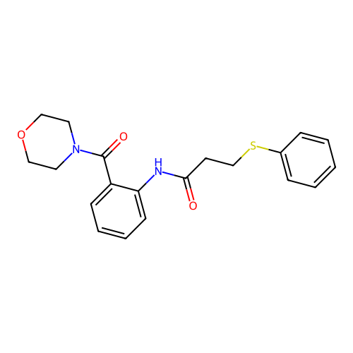 N-[2-(morpholine-4-carbonyl)phenyl]-3-phenylsulfanylpropanamide structure