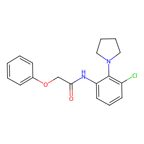 N-(3-chloro-2-pyrrolidin-1-ylphenyl)-2-phenoxyacetamide structure
