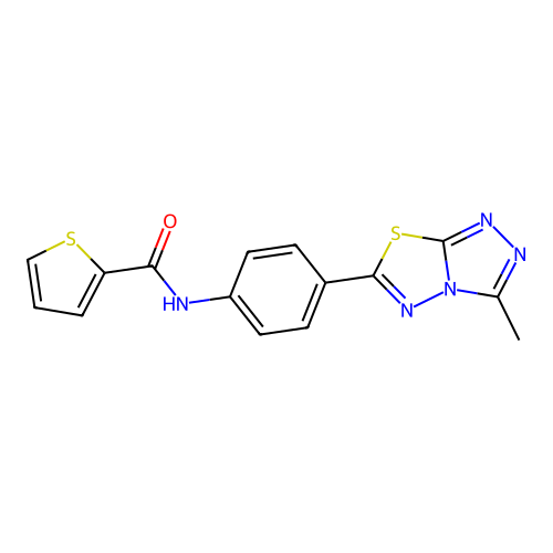 N-[4-(3-methyl-[1,2,4]triazolo[3,4-b][1,3,4]thiadiazol-6-yl)phenyl]thiophene-2-carboxamide structure