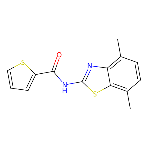 N-(4,7-dimethyl-1,3-benzothiazol-2-yl)thiophene-2-carboxamide structure