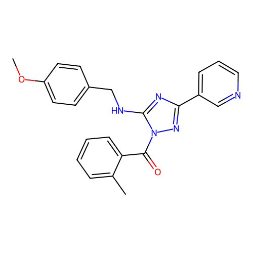 (5-((4-methoxybenzyl)amino)-3-(pyridin-3-yl)-1H-1,2,4-triazol-1-yl)(o-tolyl)methanone structure