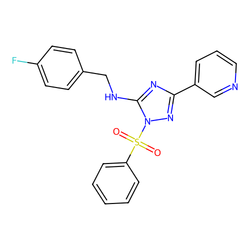 N-(4-fluorobenzyl)-1-(phenylsulfonyl)-3-(pyridin-3-yl)-1H-1,2,4-triazol-5-amine structure