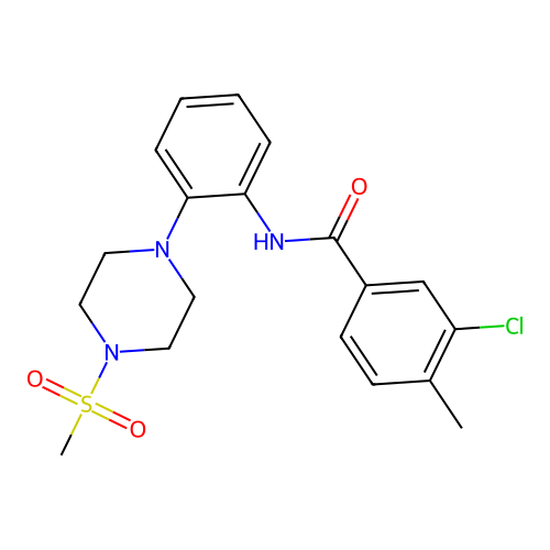 3-chloro-4-methyl-N-[2-(4-methylsulfonylpiperazin-1-yl)phenyl]benzamide structure