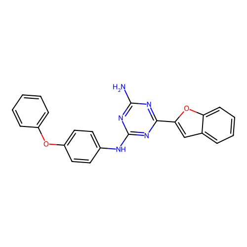 6-(1-benzofuran-2-yl)-N-(4-phenoxyphenyl)-1,3,5-triazine-2,4-diamine structure