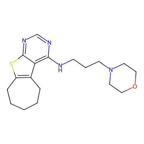 N-[3-(morpholin-4-yl)propyl]-6,7,8,9-tetrahydro-5H-cyclohepta[4,5]thieno[2,3-d]pyrimidin-4-amine structure