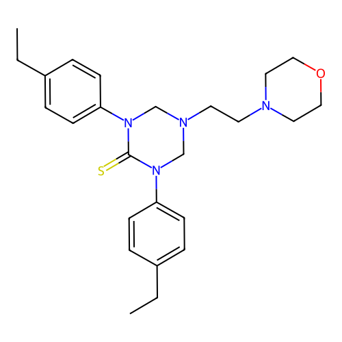 1,3-Bis(4-ethylphenyl)-5-[2-(morpholin-4-yl)ethyl]-1,3,5-triazinane-2-thione structure