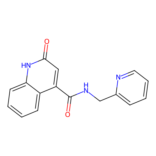 2-hydroxy-N-(pyridin-2-ylmethyl)quinoline-4-carboxamide structure