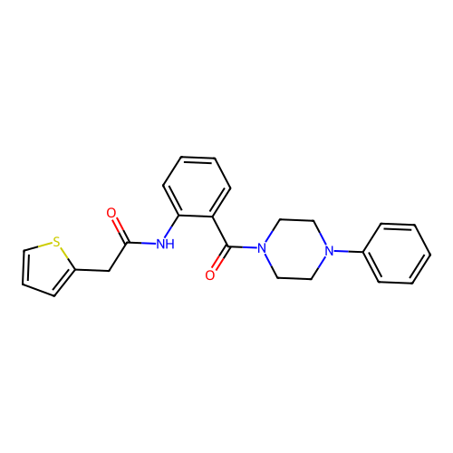N-[2-(4-phenylpiperazine-1-carbonyl)phenyl]-2-thiophen-2-ylacetamide structure