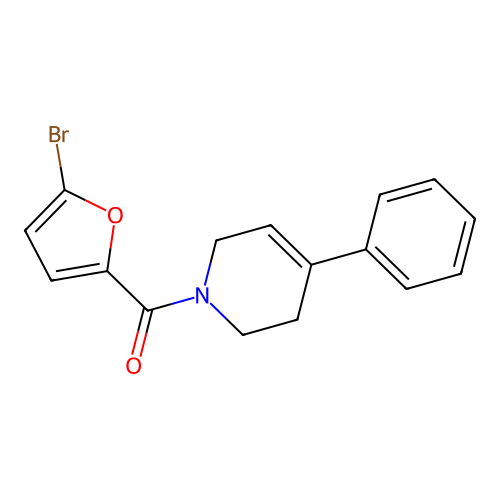 (5-bromofuran-2-yl)-(4-phenyl-3,6-dihydro-2H-pyridin-1-yl)methanone structure
