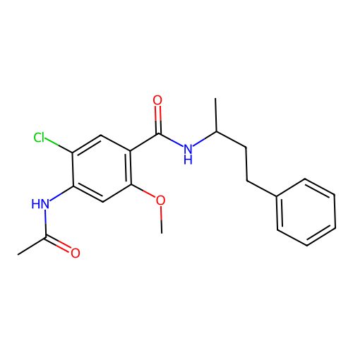 4-acetamido-5-chloro-2-methoxy-N-(4-phenylbutan-2-yl)benzamide structure