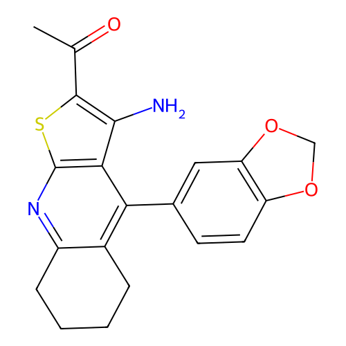 1-[3-amino-4-(1,3-benzodioxol-5-yl)-5,6,7,8-tetrahydrothieno[2,3-b]quinolin-2-yl]ethanone structure