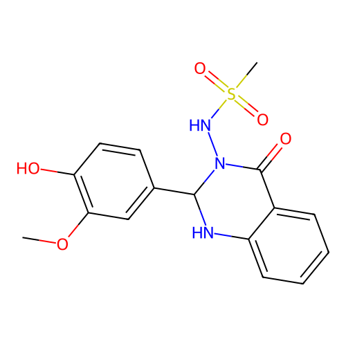 N-[2-(4-hydroxy-3-methoxyphenyl)-4-oxo-1,2-dihydroquinazolin-3-yl]methanesulfonamide structure