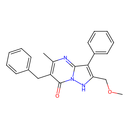 6-benzyl-2-(methoxymethyl)-5-methyl-3-phenylpyrazolo[1,5-a]pyrimidin-7(4H)-one structure