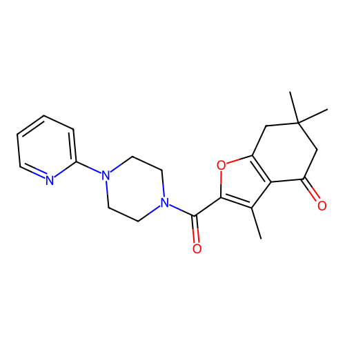 3,6,6-trimethyl-2-{[4-(pyridin-2-yl)piperazin-1-yl]carbonyl}-6,7-dihydro-1-benzofuran-4(5H)-one structure