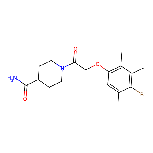 1-[2-(4-Bromo-2,3,5-trimethylphenoxy)acetyl]piperidine-4-carboxamide structure