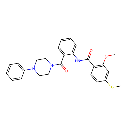 2-methoxy-4-methylsulfanyl-N-[2-(4-phenylpiperazine-1-carbonyl)phenyl]benzamide structure