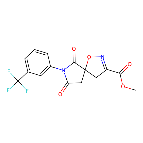 methyl 6,8-dioxo-7-[3-(trifluoromethyl)phenyl]-1-oxa-2,7-diazaspiro[4.4]non-2-ene-3-carboxylate structure