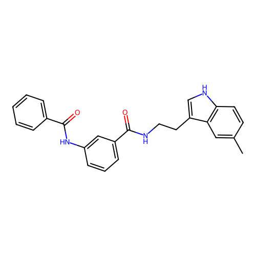 3-benzamido-N-[2-(5-methyl-1H-indol-3-yl)ethyl]benzamide structure