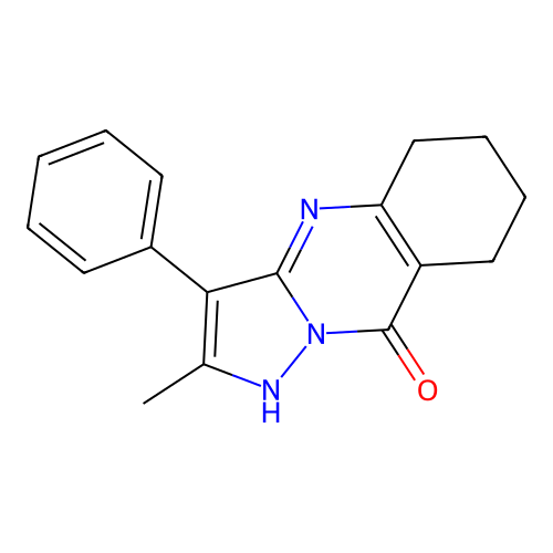 2-methyl-3-phenyl-5,6,7,8-tetrahydropyrazolo[5,1-b]quinazolin-9(4H)-one structure