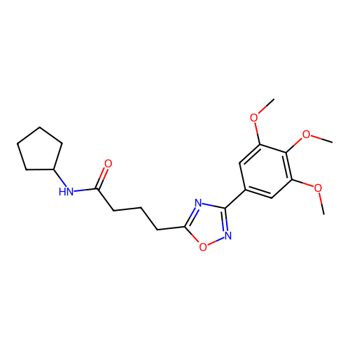 N-cyclopentyl-4-[3-(3,4,5-trimethoxyphenyl)-1,2,4-oxadiazol-5-yl]butanamide structure