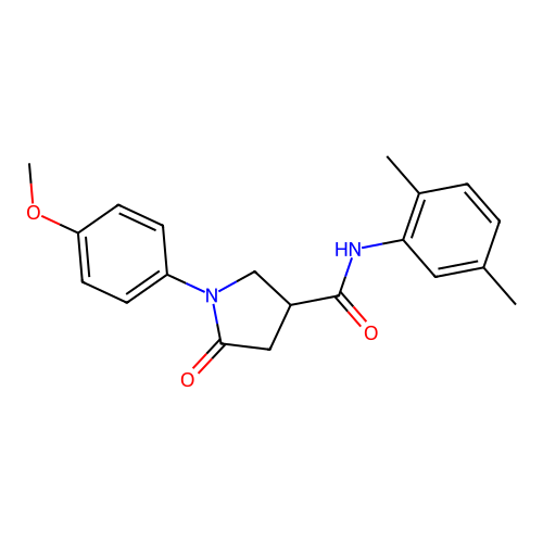 N-(2,5-dimethylphenyl)-1-(4-methoxyphenyl)-5-oxopyrrolidine-3-carboxamide structure