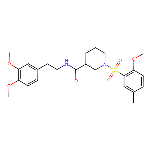 N-[2-(3,4-dimethoxyphenyl)ethyl]-1-[(2-methoxy-5-methylphenyl)sulfonyl]piperidine-3-carboxamide structure